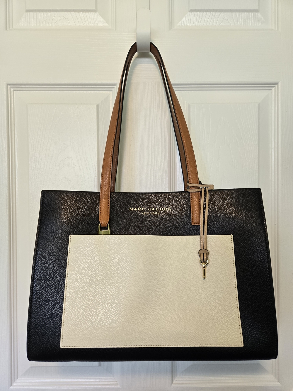 Marc Jacobs Black, Cream & Tan Leather Tote